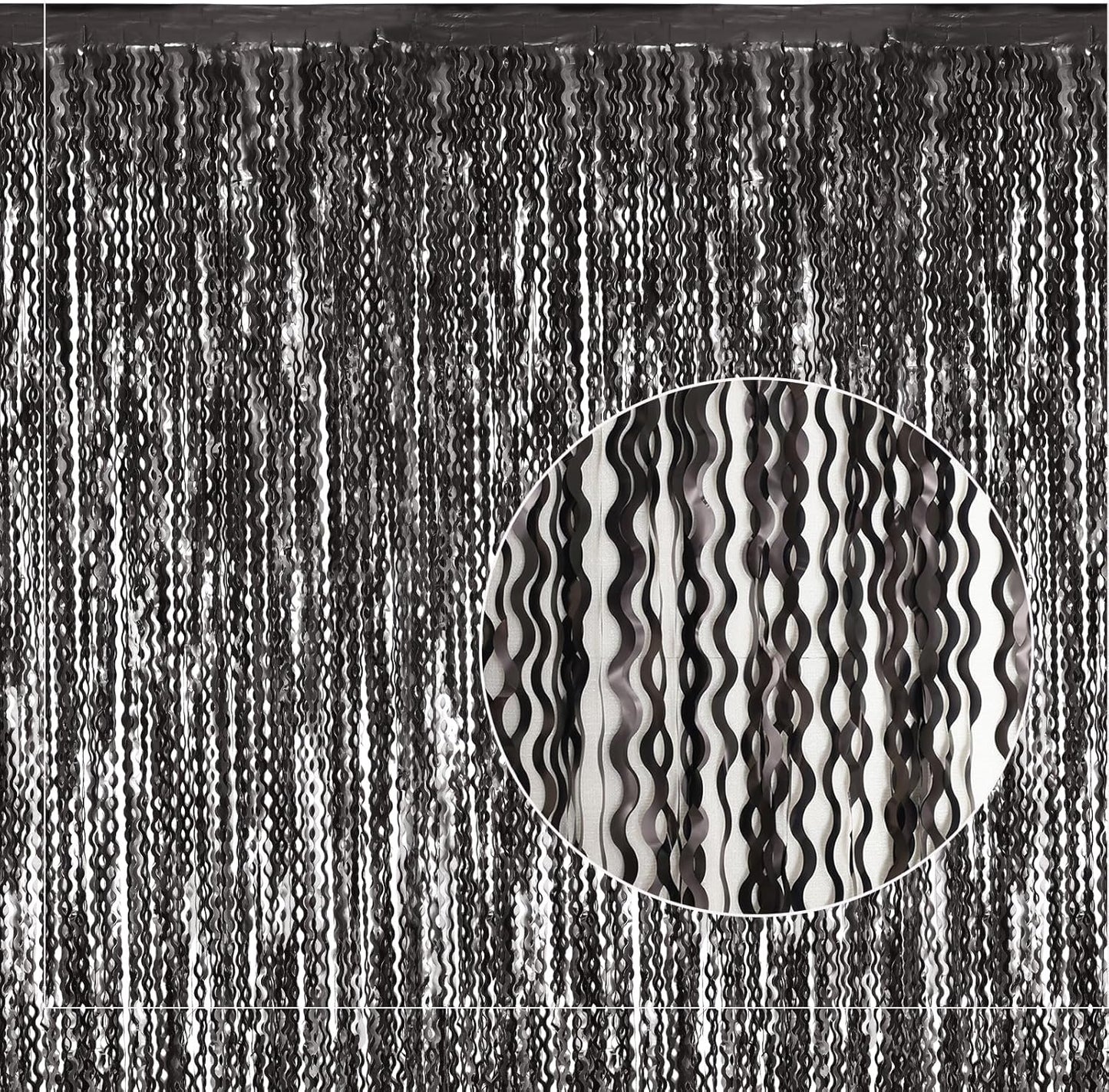 4 Pack Wavy Champagne Gold Metallic Tinsel Foil Fringe Curtains Backdrop - 3.3X6.6ft Foil Fringe Backdrop for Parties | Door Streamers for Birthday | Photo Booth Backdrops Party Decor