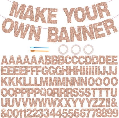 BEISHIDA 116 PCS A-Z DIY Letter Banner Kit Make Your Own Banner Including 111 Letters and Numbers 3 Rope and 2 Threading Device,Customized for Birthday Graduation Wedding Decor Black