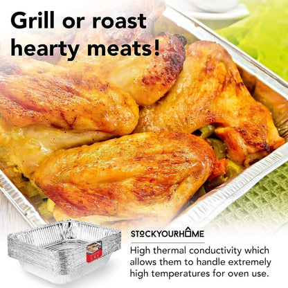 Stock Your Home Aluminum Pans 9x13 Disposable Foil Pans (30 Pack) - Half Size Steam Table Deep Trays - Tin Foil Pans Great for Cooking, Heating, Storing, Prepping Food