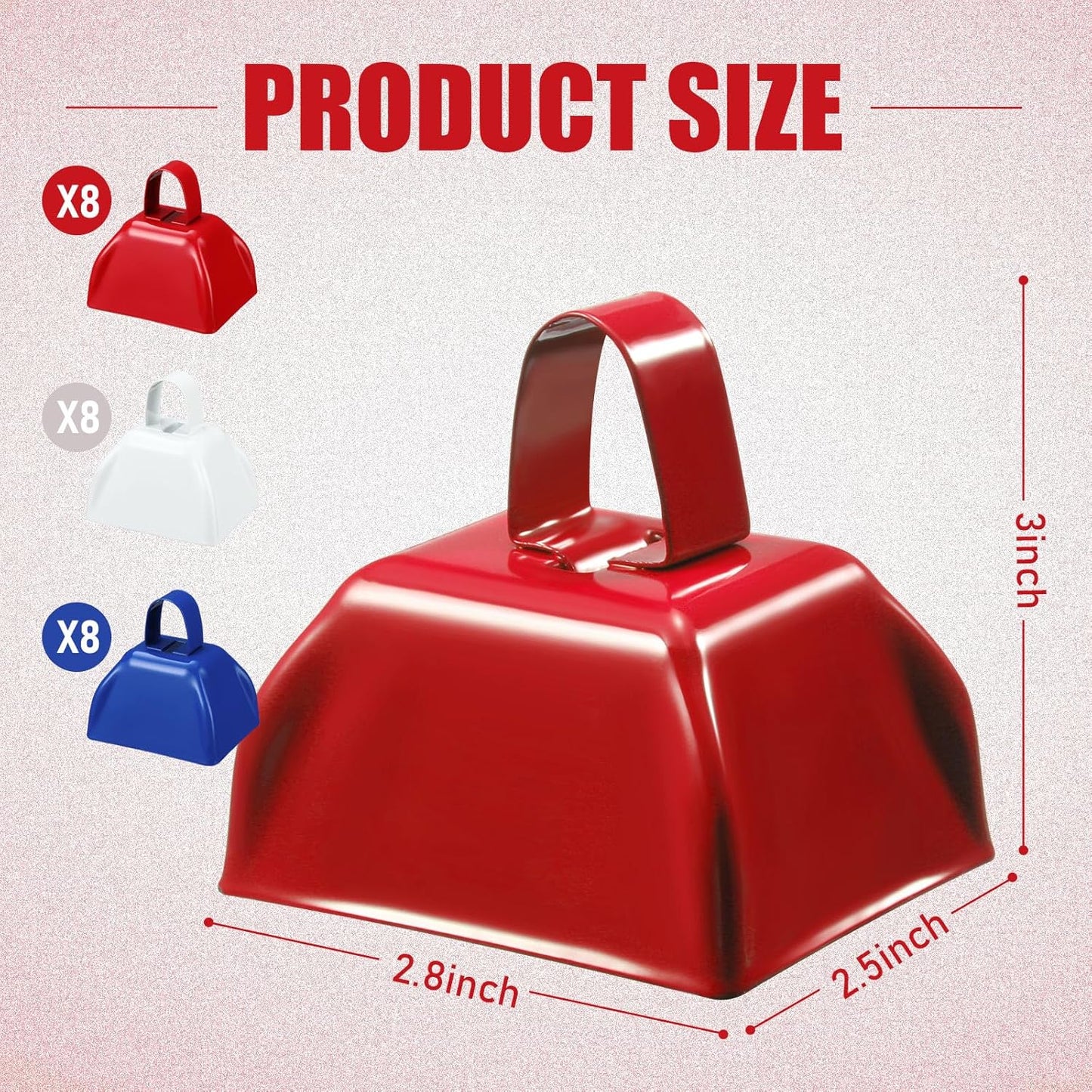 Zhengmy 24 Pcs Metal Cowbells Noisemakers with Handles, Cow Bells Noise Makers for Sporting Events 3 Inch Bulk Cheering for Football Baseball Games Team Wedding Celebrations(Blue)