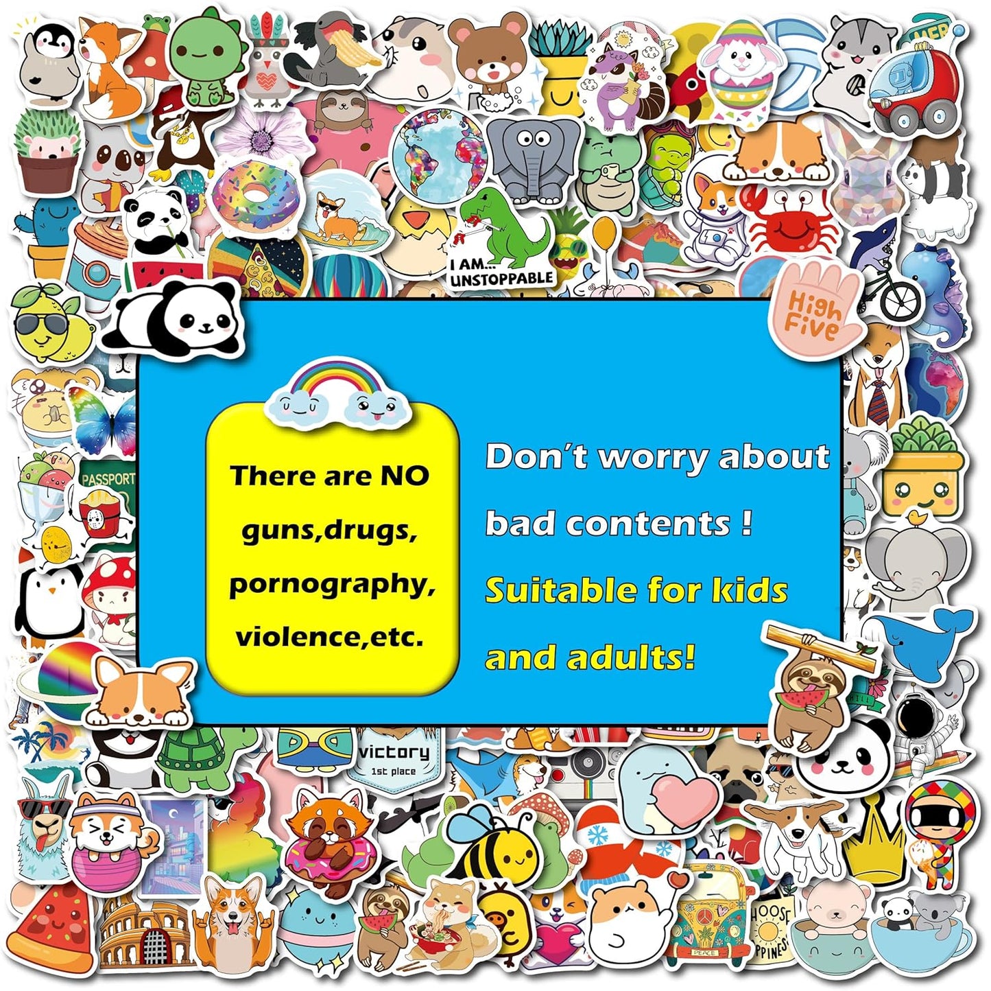 200PCS Waterproof Vinyl Stickers for Water Bottles, Cute Kids Stickers for Classroom Decor, Teacher Supplies & Classroom Must Haves