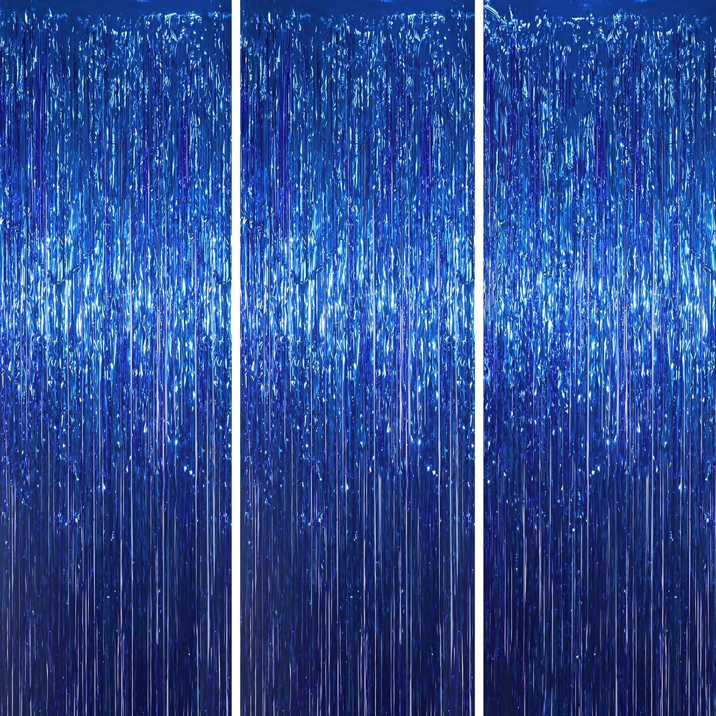 Voircoloria 3 Pack 3.3x8.2 Feet Gold Foil Fringe Backdrop Curtains, Tinsel Streamers, Fringe Backdrop for 2025 New Years Eve, Graduation, Birthday, Baby Shower, Gender Reveal, Disco Party - Colors A