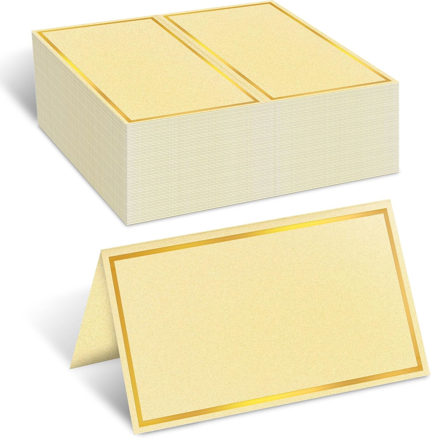 100 Pack Gold Table Cards Place Cards Name Cards for Table Setting, 250g Pearled Table Tents Name Tents, Avery Place Cards for Wedding, Meeting, Party, Reserved Seating Sign (Gold)