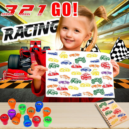 Car and Truck Stamps for Kids, Themed Car and Truck Birthday Party Favors Decorations Supplies Car and Truck 12PCS Self-Inking Stampers Classroom Gifts Cute for Boys Girls Rewards Birthday Party Gifts