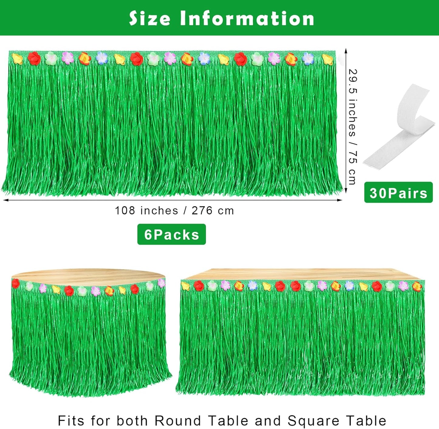 Fovths Luau Grass Table Skirt Natural 9 Feet x 29.5 Inch Hawaiian Table Skirt for Tropical Hawaiian Party Decorations Luau Costume Party, Straw Yellow