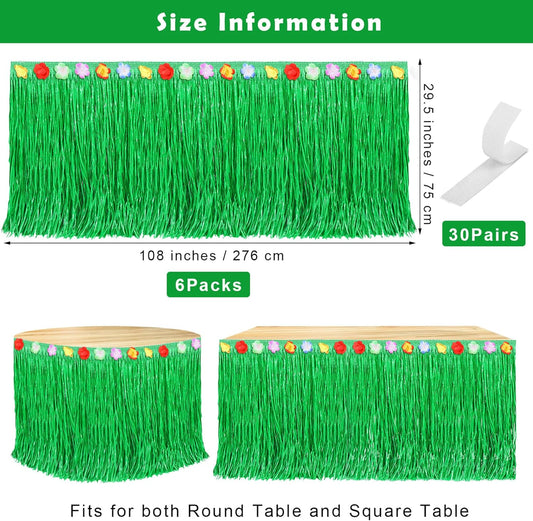 Fovths Luau Grass Table Skirt Natural 9 Feet x 29.5 Inch Hawaiian Table Skirt for Tropical Hawaiian Party Decorations Luau Costume Party, Straw Yellow
