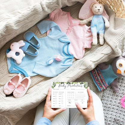 Baby Predictions and Advice Cards, 5" x 7" Pink Baby Shower Predictions Cards, Daily Party Games & Activities Favors for Newparents - G08