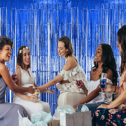 Hampton Distribution 6 Pack Silver Foil Fringe Curtains, Silver Tinsel Backdrop Party Curtains, Party Supplies for Birthday, Holidays, Parties & More