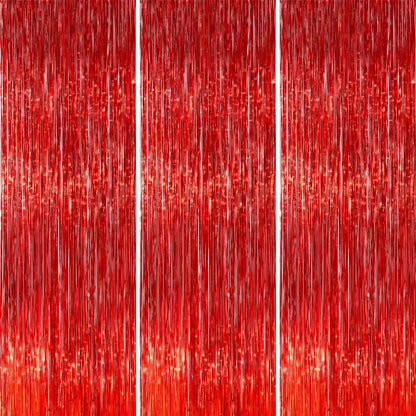 PartyWoo Silver Streamers 3pcs Tinsel Backdrop 8.2FT Metallic Tinsel Foil Fringe Streamer Curtains Party Photo Booth Backdrop for Graduation Baby Shower Bachelorette Wedding Disco Party Decorations