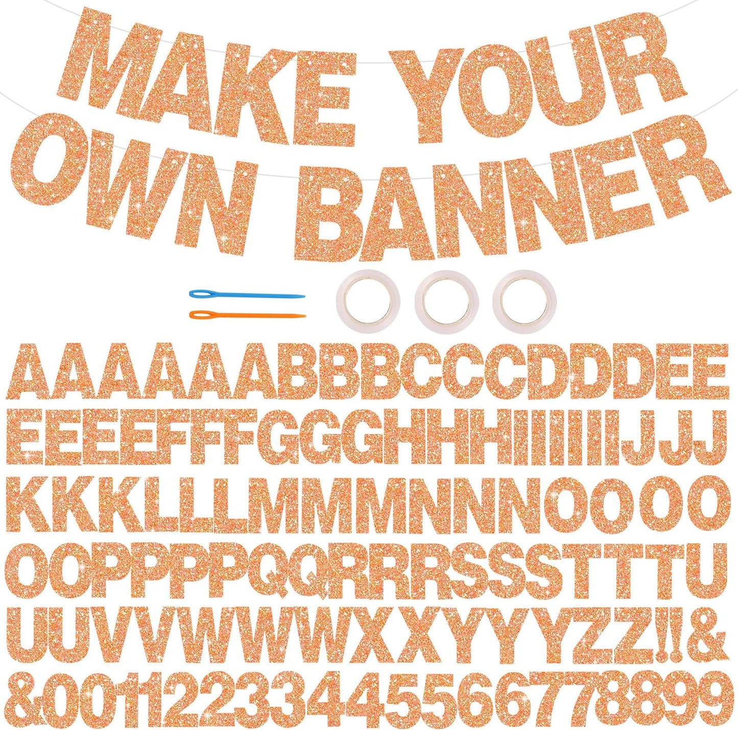 BEISHIDA 116 PCS A-Z DIY Letter Banner Kit Make Your Own Banner Including 111 Letters and Numbers 3 Rope and 2 Threading Device,Customized for Birthday Graduation Wedding Decor Black