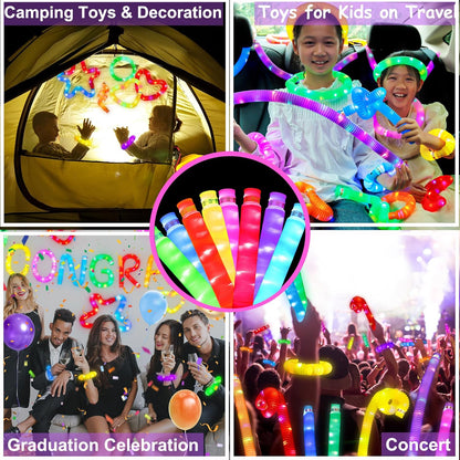 UrChoice Glow Sticks,8PCS LED Pop Tubes Party Favors,Glow Necklaces Bracelets, Light up Camping Toys ,Imaginative Play,Birthday Wedding Decorations,Tons of Ways to Play
