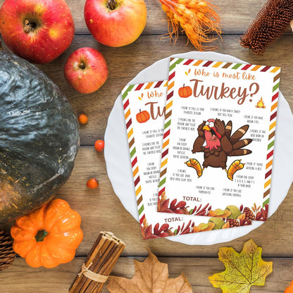 Thanksgiving Scavenger Hunt Game Set, 30 Harvest Stripes Theme Double-Sided Game Cards for Thanksgiving Parties, Family, Friends & Classroom Activities -B04