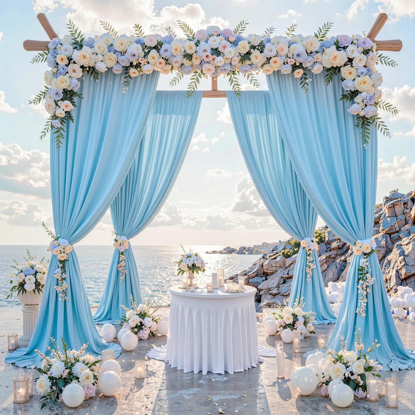 10 ft x 10 ft Wrinkle Free White Backdrop Curtains for Wedding Parties, Polyester Photography Backdrop Drapes for Birthday Parties Stage Backdrop Stand, 2 Panels 5x10FT Background Curtains