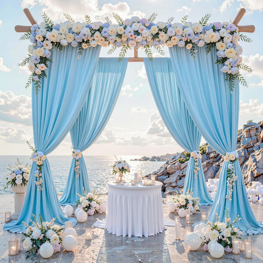 10 ft x 10 ft Wrinkle Free White Backdrop Curtains for Wedding Parties, Polyester Photography Backdrop Drapes for Birthday Parties Stage Backdrop Stand, 2 Panels 5x10FT Background Curtains