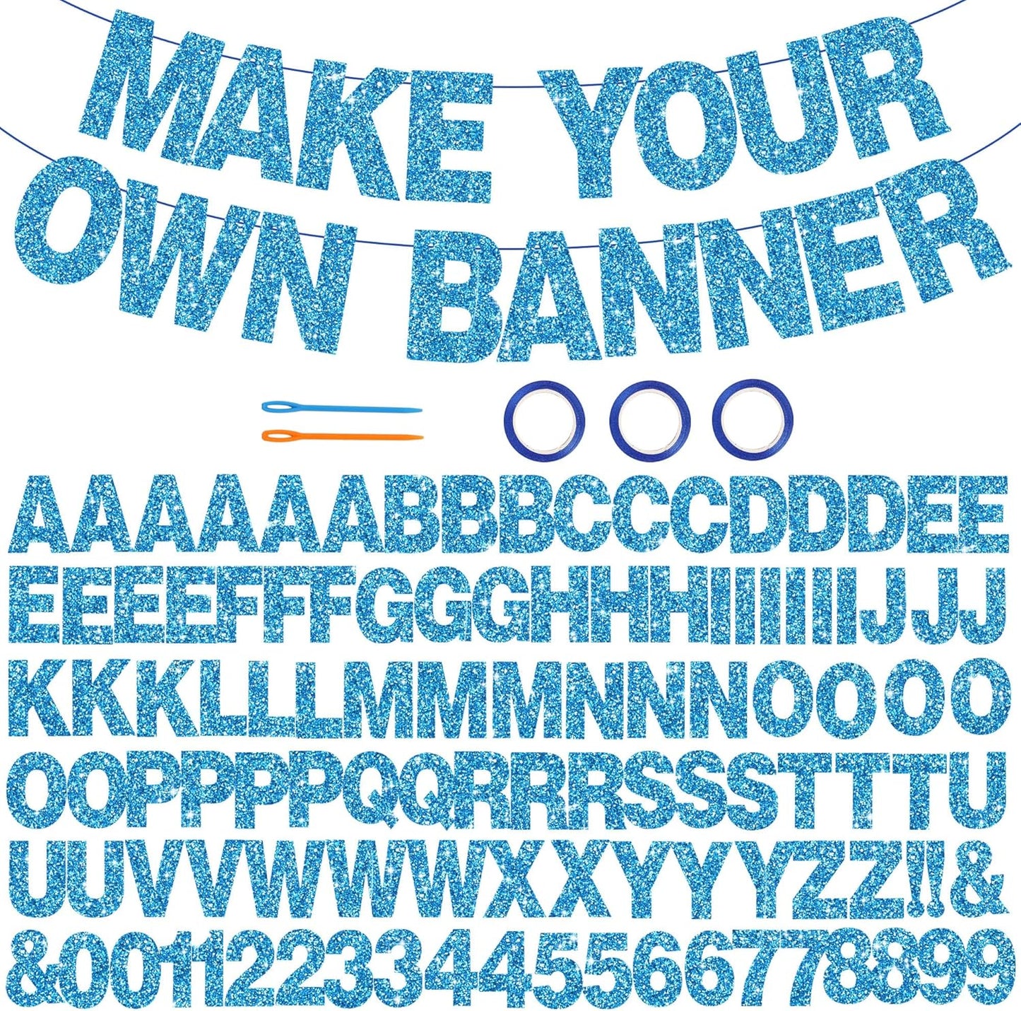 BEISHIDA 116 PCS A-Z DIY Letter Banner Kit Make Your Own Banner Including 111 Letters and Numbers 3 Rope and 2 Threading Device,Customized for Birthday Graduation Wedding Decor Black
