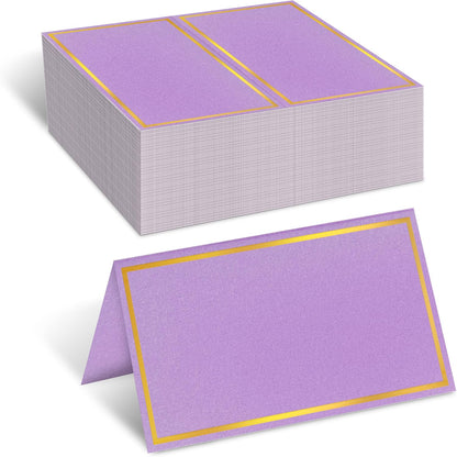 100 Pack Gold Table Cards Place Cards Name Cards for Table Setting, 250g Pearled Table Tents Name Tents, Avery Place Cards for Wedding, Meeting, Party, Reserved Seating Sign (Gold)