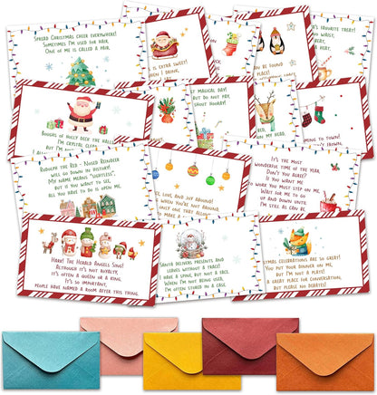 Christmas Treasure Hunt Clue Game, Christmas Games Santa Scavenger Hunt Cards, Indoor Outdoor Holiday Party Supplies, 16 Cards with Colorful Envelopes, 05