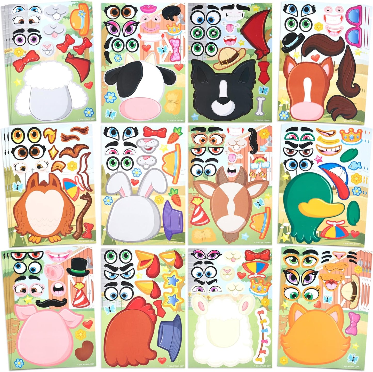 JOYIN 36 Sheets 9"x6" Make a face Stickers for Kids, Make Your Own Animal Stickers with Unicorn, Dinosaur, Sea and Safari Animals, Crafts Birthday Party Favors, Goodie Bags Classroom Activities