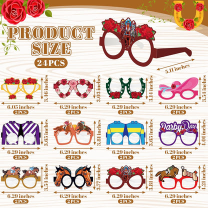 24PCS Hawaiian Party Decorations, Hawaiian Cardboard Glasses Bulk, Luau Party Sunglasses Frame Tropical Dress Pool Props Accessories, Hawaii Carnival Summer Pool Party Decorations for Women Men