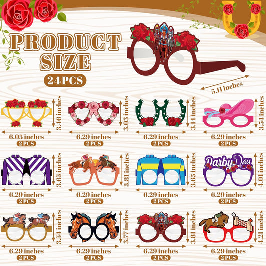 24PCS Hawaiian Party Decorations, Hawaiian Cardboard Glasses Bulk, Luau Party Sunglasses Frame Tropical Dress Pool Props Accessories, Hawaii Carnival Summer Pool Party Decorations for Women Men