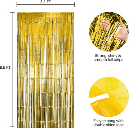 Hampton Distribution 6 Pack Silver Foil Fringe Curtains, Silver Tinsel Backdrop Party Curtains, Party Supplies for Birthday, Holidays, Parties & More