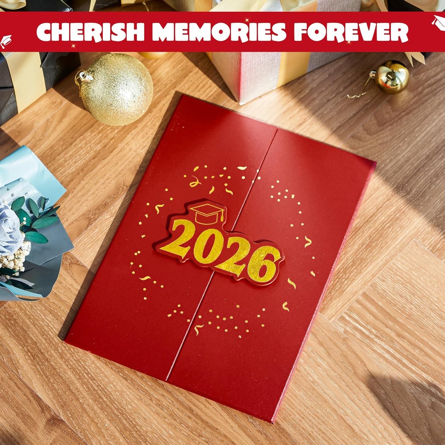JOYIN 2026 Graduation Guest book Alternative, 12" Blue & Gold Graduation Party Decorations Signature Congrats, Class of 2026 Grad Card for High School College Grad Gift, Party Guest Signing Cardboard