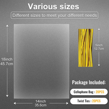 Clear Candy Bags 100pcs 6X10 Cellophane Treat Bag Party Favor Goodie Cake Pop Gift Apple Cello for Gift Baskets Bakery Cookie with Ties