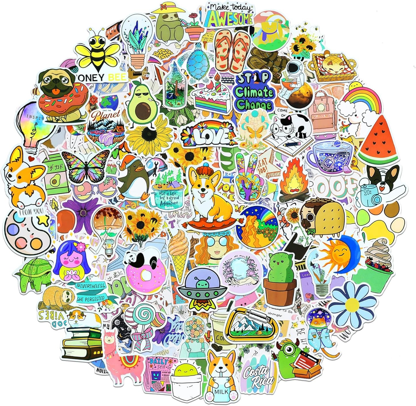 200Pcs Water Bottle Stickers for Kids, Cute Stickers for Water Bottles, Vinyl Waterproof Aesthetic Laptop Sticker Pack Classroom Prizes Skateboard for Kids Teens Girls Students (Cute-200pcs)