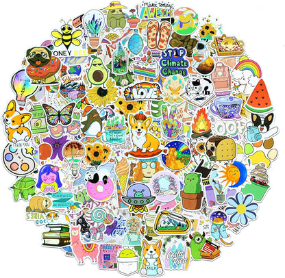200Pcs Water Bottle Stickers for Kids, Cute Stickers for Water Bottles, Vinyl Waterproof Aesthetic Laptop Sticker Pack Classroom Prizes Skateboard for Kids Teens Girls Students (Cute-200pcs)