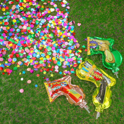 Hungdao 30 Pcs Fireworks Guns Handheld Confetti Poppers Happy New Year Wedding Birthday Graduation Baby Shower Anniversary Multicolor Inflatable Fireworks Gun Confetti Shooter for Party Supplies
