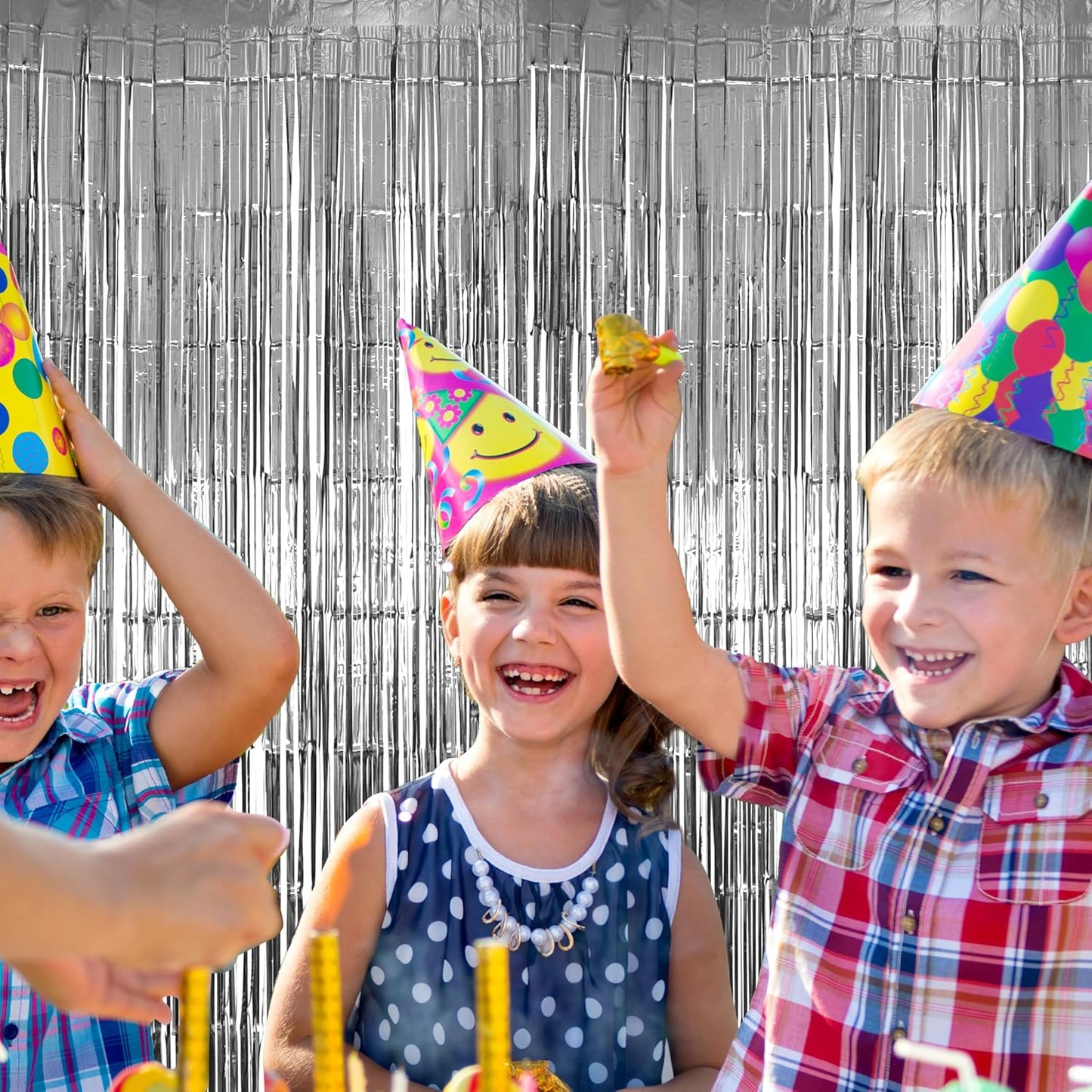 Hampton Distribution 6 Pack Silver Foil Fringe Curtains, Silver Tinsel Backdrop Party Curtains, Party Supplies for Birthday, Holidays, Parties & More