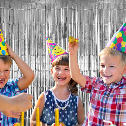 Hampton Distribution 6 Pack Silver Foil Fringe Curtains, Silver Tinsel Backdrop Party Curtains, Party Supplies for Birthday, Holidays, Parties & More