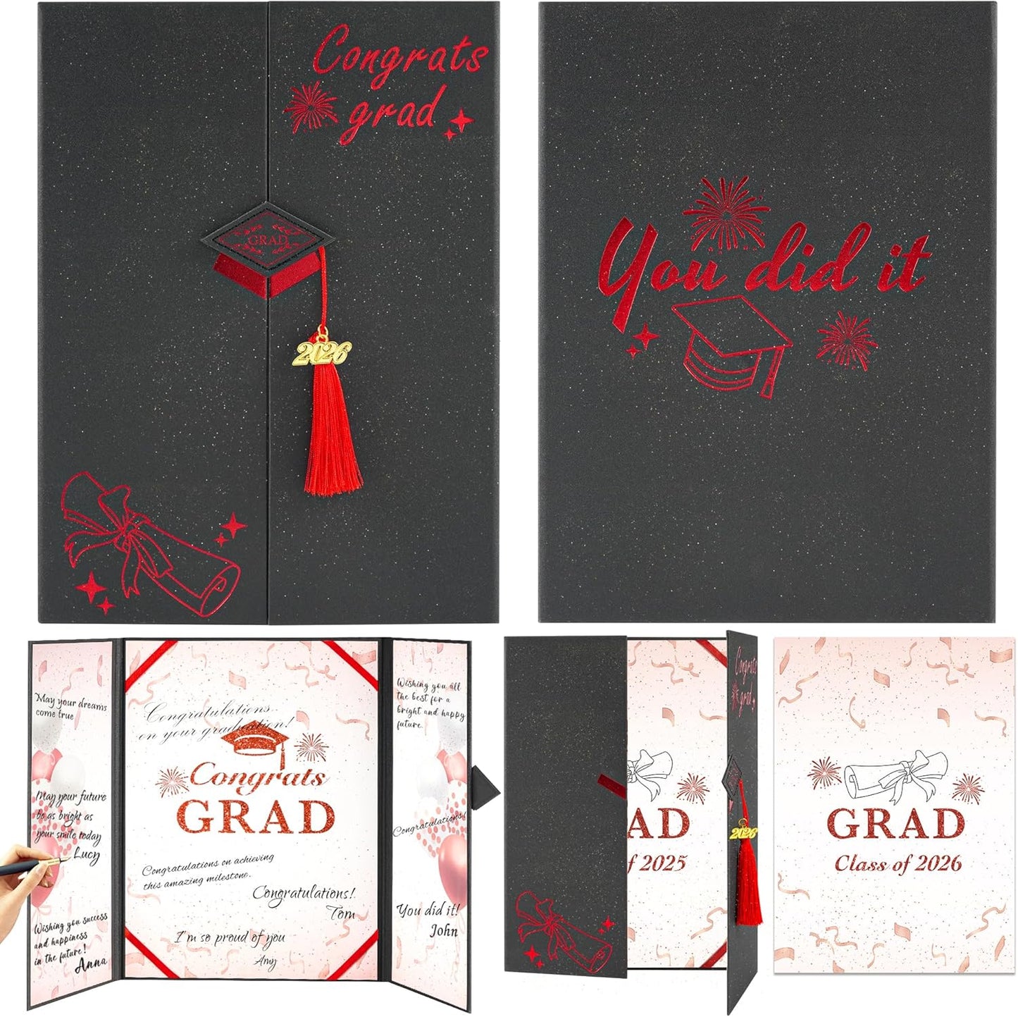 Graduation Decorations 2026 Pink,Graduation Guest Book,Autograph Book with Tassel Class of 2026 Graduate Party Decorations,Graduation Signature Guest Book