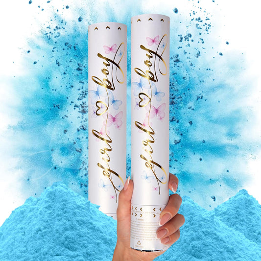 PrimePure Gender Reveal Confetti Cannon - Biodegradable Powder Cannons Smoke Bomb - Pink, 2 Pack - Party Poppers Baby Powder Pink Confetti Poppers for Baby Girl Gender Reveal Party