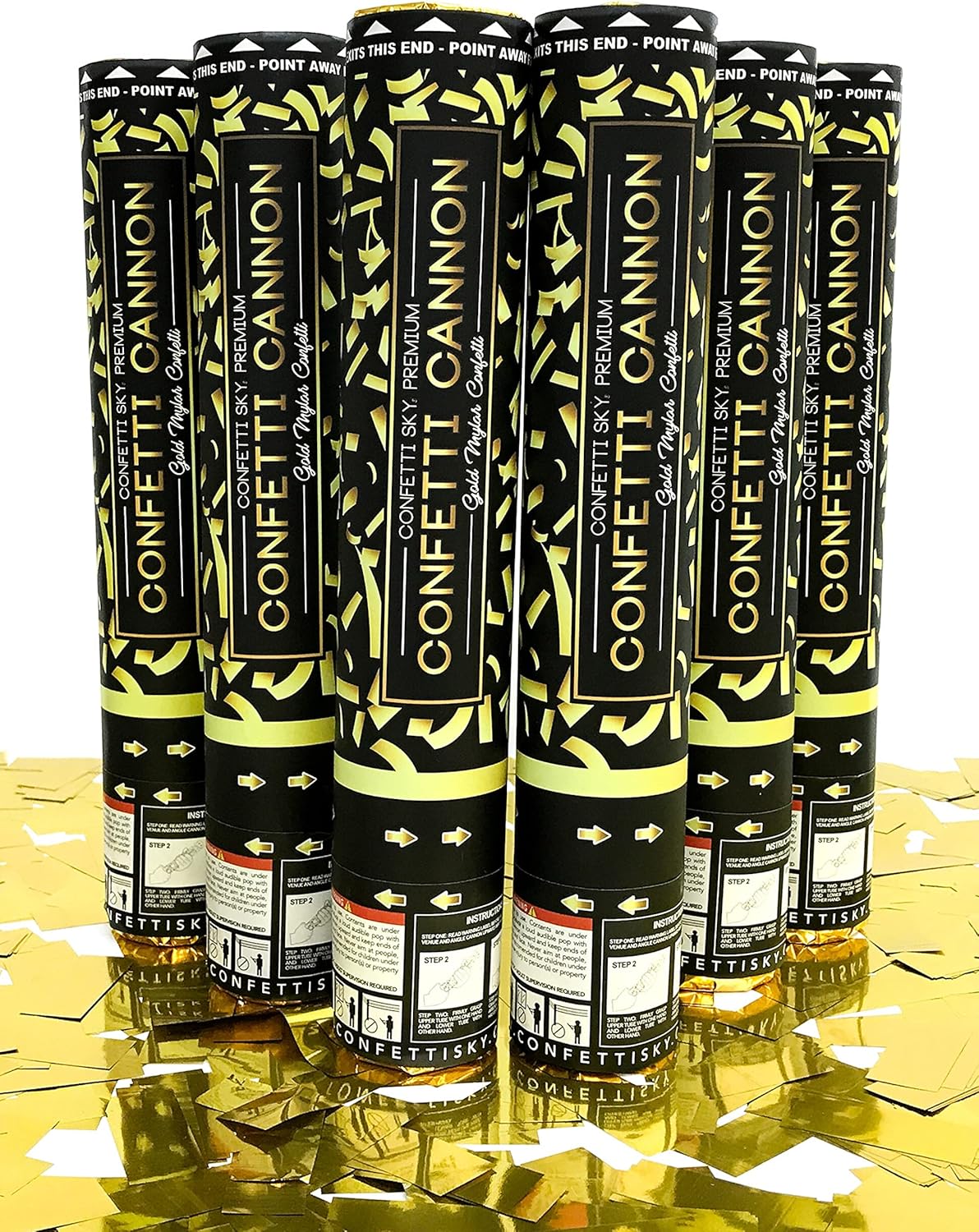 Confetti Sky [6 Pack] 12 Inch Confetti Cannons | Multicolor Confetti Poppers for Wedding Celebration, Birthday Party, Pranks, Graduation, Christmas Eve and New Year Celebration