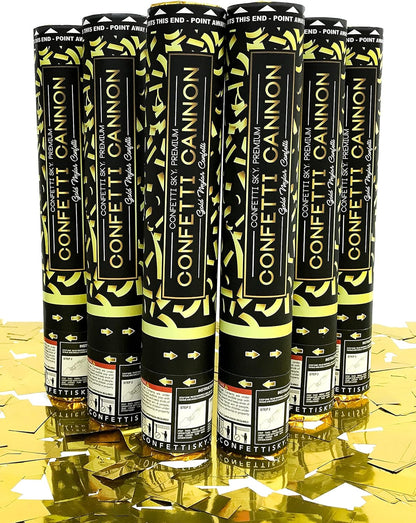 Confetti Sky [6 Pack] 12 Inch Confetti Cannons | Multicolor Confetti Poppers for Wedding Celebration, Birthday Party, Pranks, Graduation, Christmas Eve and New Year Celebration
