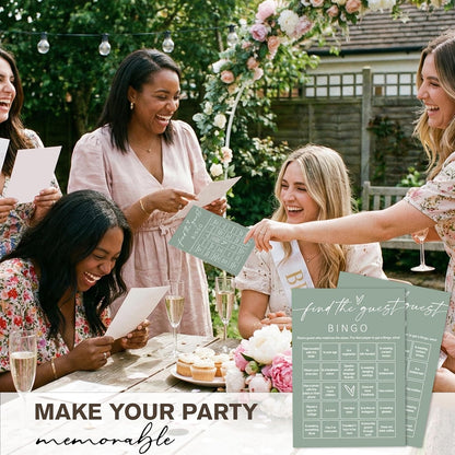 Minimalist Bridal Shower Bingo Cards, 25 Pcs Unique Bridal Bingo Game for Wedding Shower Parties and Guest Interaction - A01