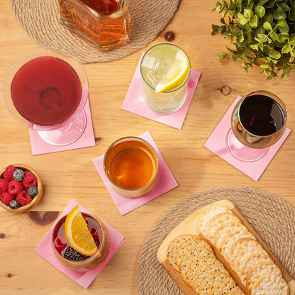 AH AMERICAN HOMESTEAD Cocktail Napkins-Disposable Beverage/Bar Napkins-White Linen-Like Square Napkins-Eco-Friendly & Compostable-Everyday Use, Party or Wedding 4.75inch x 4.75inch (100 Count, White)
