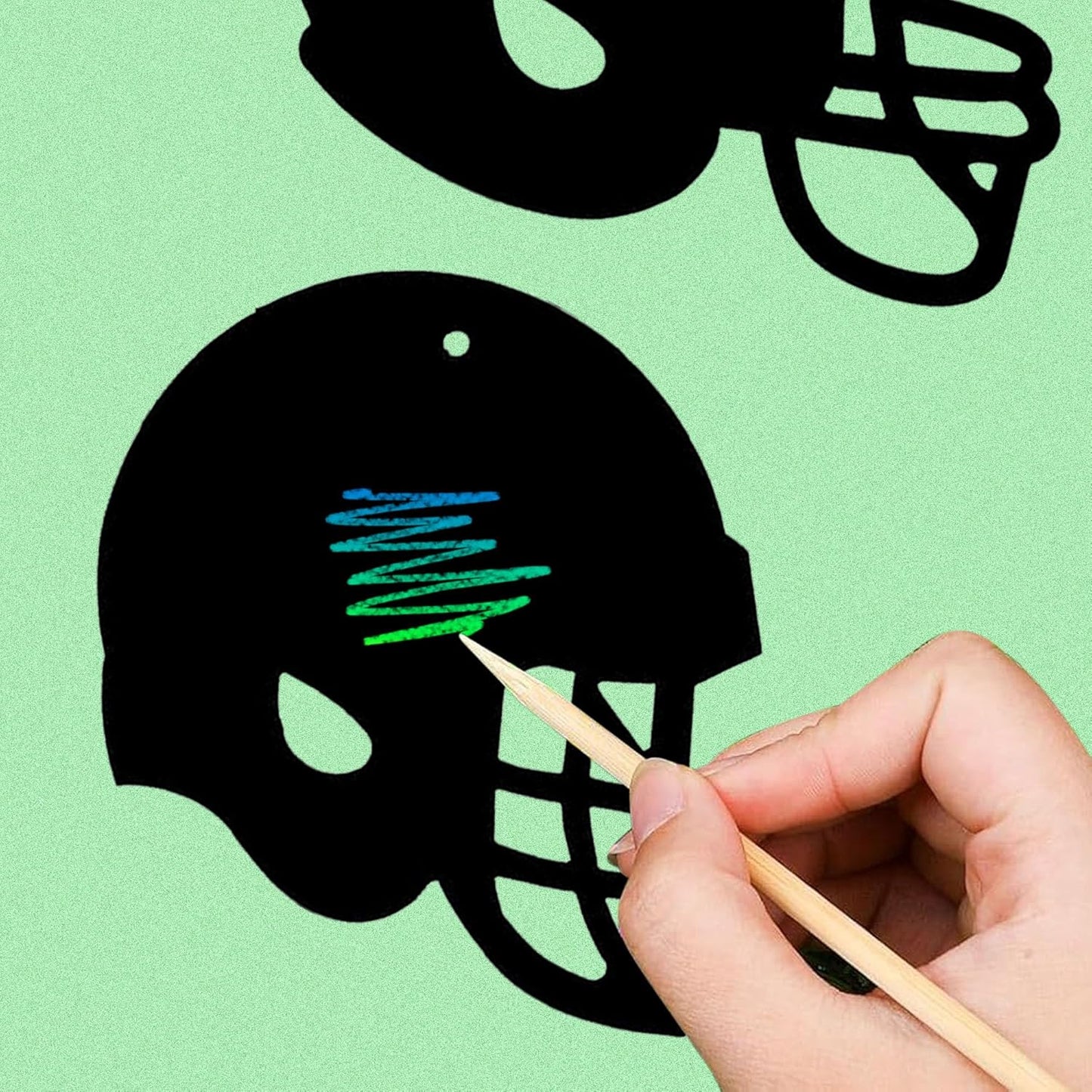 24Pcs Football Scratch Paper Craft Kits, Rainbow Scratch Paper Art, Football Helmet Scratch Off Cards for Sports Themed Birthday Party DIY Crafts Supplies