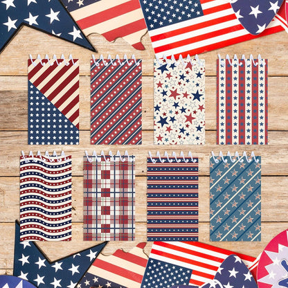 24 Pcs Vintage American Flag Mini Pocket Notebooks 2.36 x 3.94 Inch Vintage American Flag Pattern Small Notepads American National Day Them Birthday Party Favors Gift for Office Teacher Classroom Rewards