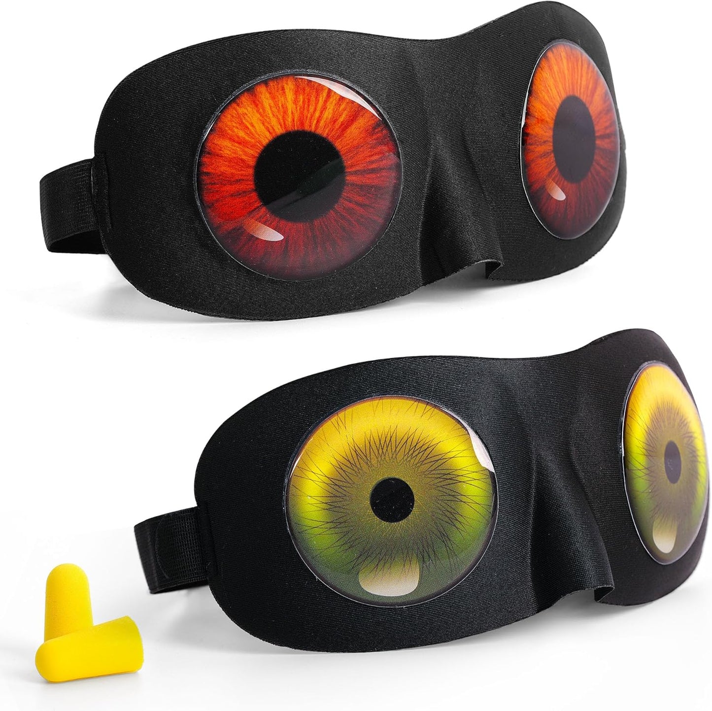 Sleep Eye Mask for Men Women Kids Funny 3D Sleeping Mask Adjustable Strap 2 Pack Eye Shade Cover for Travel, Black(Assorted A)