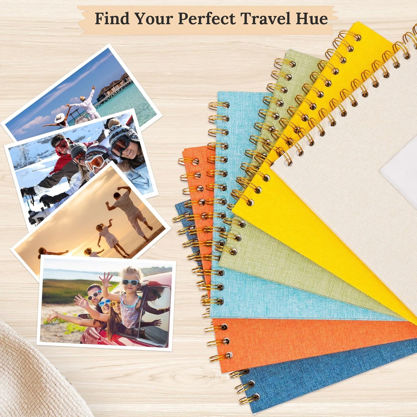 8 x 8 Inch Scrapbook Photo Album Linen Cover 20 Sheets/ 40 Pages, Hardcover Kraft White Pages Memory Book, for Travel Wedding Guest Book Christmas Baby Shower Fits 4x6 & Instant Photos, Beige