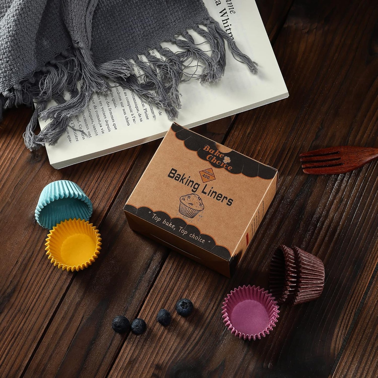 Bake Choice Non-Stick 400pcs Mini Cupcake Liners for Baking, Natural parchment muffin liners for Mini Muffin Pan, Cupcake Pan, Food Grade, Non Stick, Greaseproof