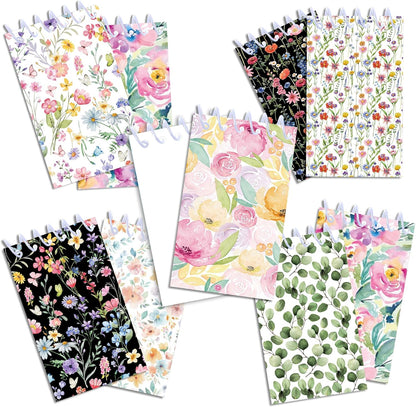 24pcs Floral Mini Spiral Notebooks Small Flowers Mini Notepads DIY Art Crafts for Spring Theme Wedding Birthday Party Gifts School Rewards Favors Supplies
