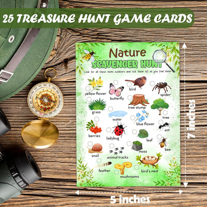 Nature Scavenger Treasure Hunt Game Cards, Outdoor Woodland Scavenger Hunt Games, Nature Theme Holiday Birthday Party Supplies Activities(25 Game Cards), 02