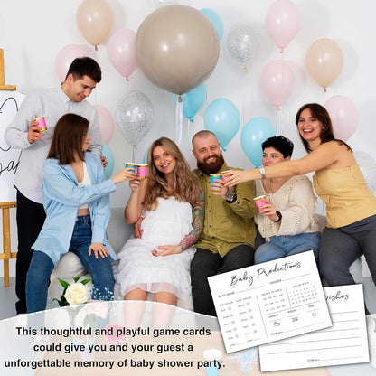 Baby Predictions and Advice Cards, 5" x 7" Pink Baby Shower Predictions Cards, Daily Party Games & Activities Favors for Newparents - G08