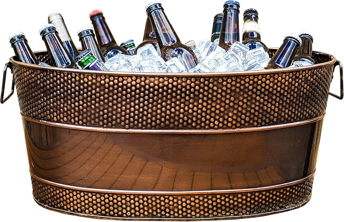 BREKX Aspen Galvanized Tub, Copper Finish Metal Ice and Drink Cooler for Parties, Sealed Leak Resistant Party Cooler, Easy to Clean, Handcrafted, Large Oval 25-Quart (6 Gallon), 30 Bottle Bucket