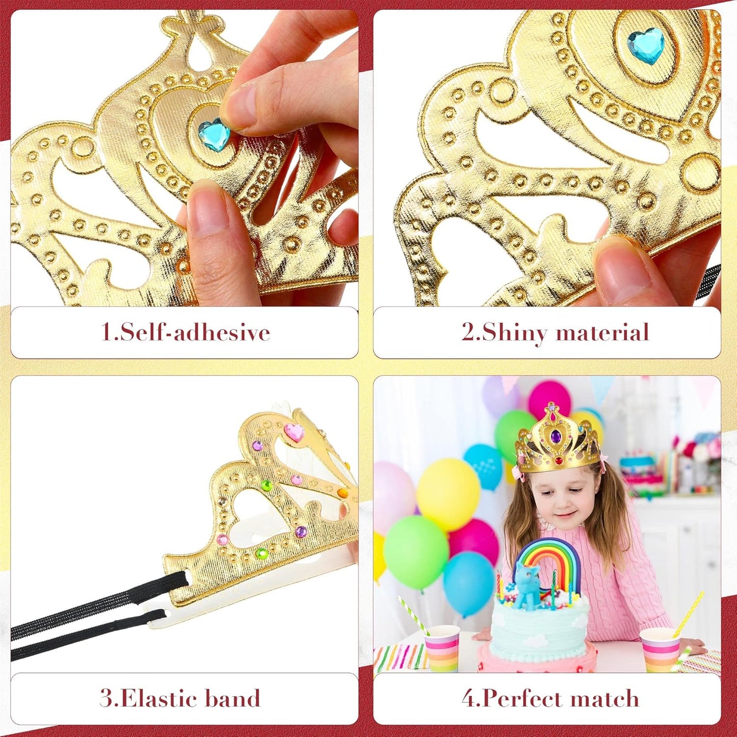 Yaomiao 44 Pcs Birthday Foam Crowns for Kids Princess Tiaras King Hat Bulk Diamond Sticker Kits for Crown Party Supplies