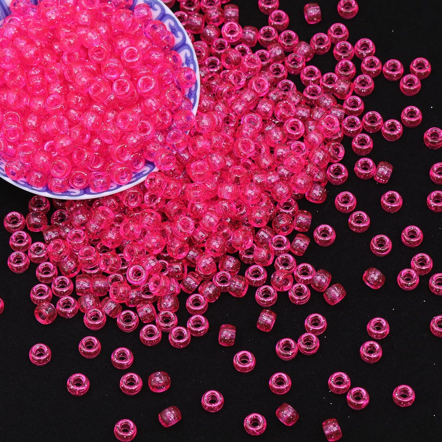 1000Pcs Glow in The Dark Pony Beads 9mm Plastic Kandi Beads Bulk for Friendship Bracelet Necklace Craft Jewelry Making Beads for Hair Braids 9 Color
