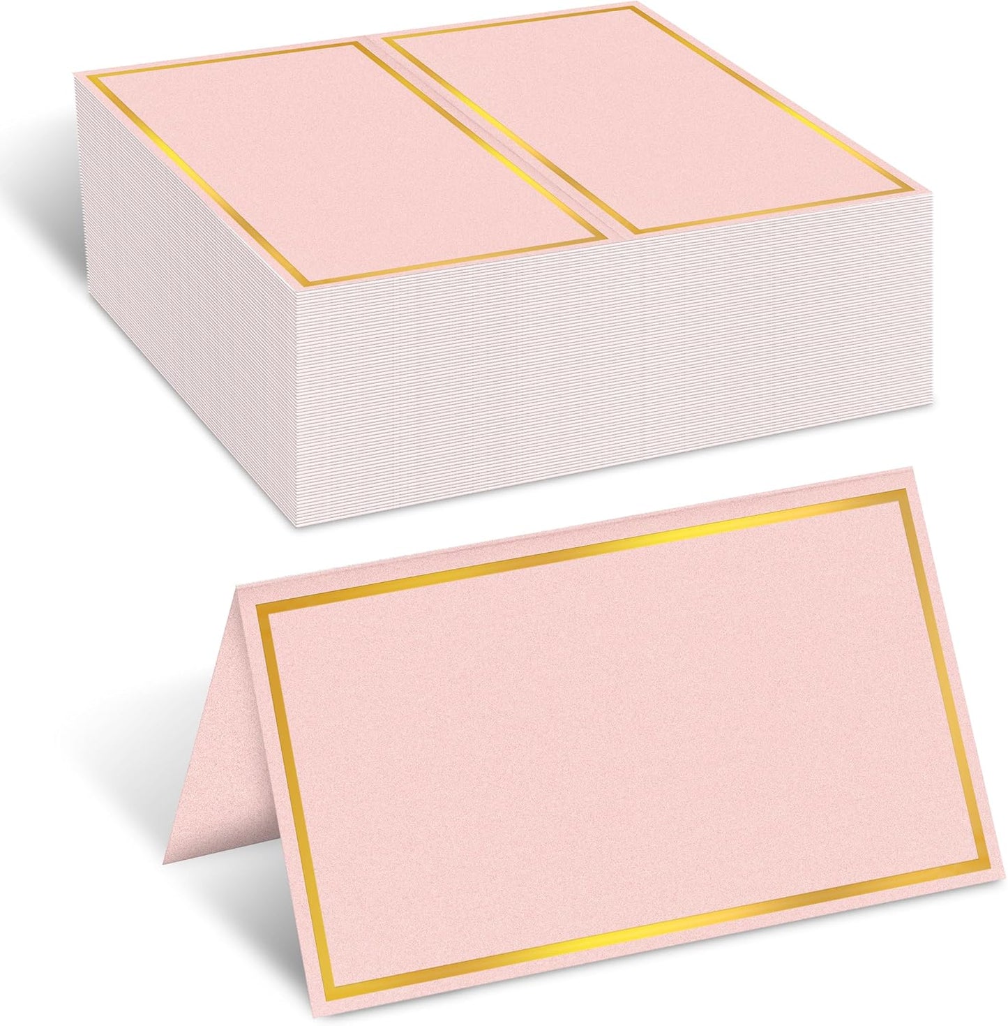 100 Pack Gold Table Cards Place Cards Name Cards for Table Setting, 250g Pearled Table Tents Name Tents, Avery Place Cards for Wedding, Meeting, Party, Reserved Seating Sign (Gold)